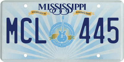 MS license plate MCL445