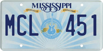 MS license plate MCL451