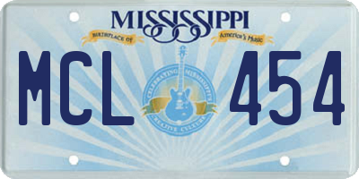 MS license plate MCL454