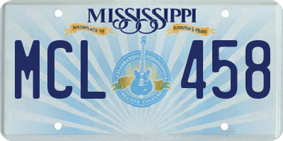 MS license plate MCL458
