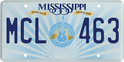 MS license plate MCL463