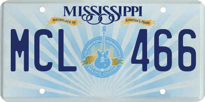 MS license plate MCL466