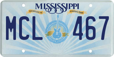 MS license plate MCL467