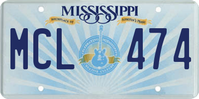 MS license plate MCL474