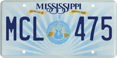 MS license plate MCL475