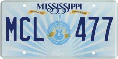 MS license plate MCL477