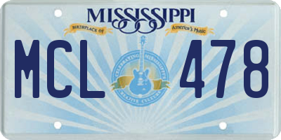 MS license plate MCL478