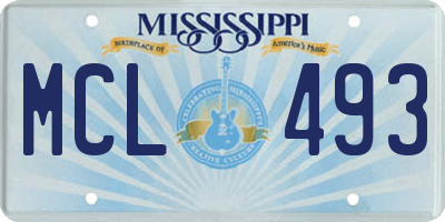 MS license plate MCL493