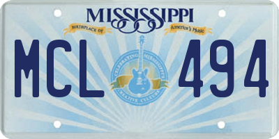 MS license plate MCL494