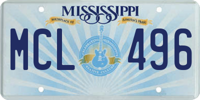 MS license plate MCL496