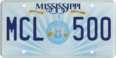 MS license plate MCL500