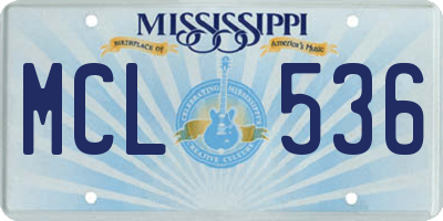 MS license plate MCL536