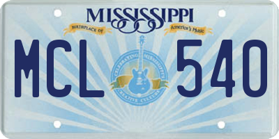 MS license plate MCL540