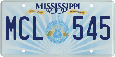 MS license plate MCL545