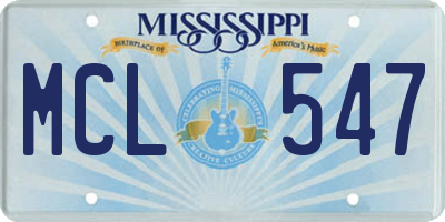 MS license plate MCL547
