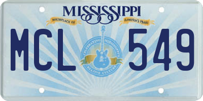 MS license plate MCL549