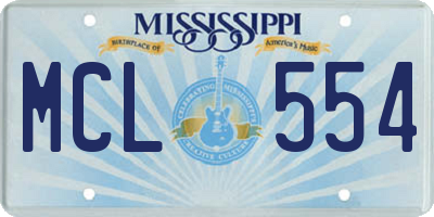MS license plate MCL554