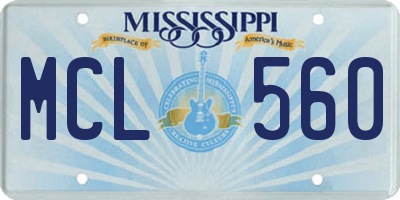 MS license plate MCL560