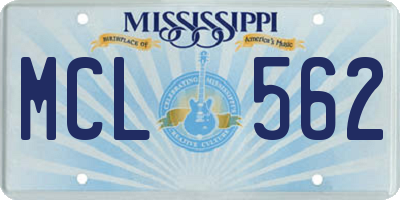 MS license plate MCL562