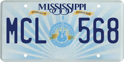 MS license plate MCL568