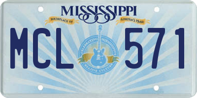 MS license plate MCL571