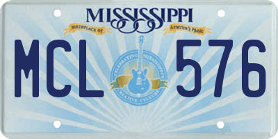 MS license plate MCL576