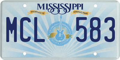 MS license plate MCL583