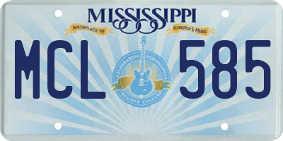 MS license plate MCL585