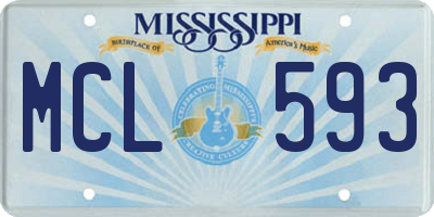 MS license plate MCL593