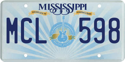MS license plate MCL598