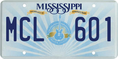 MS license plate MCL601