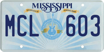 MS license plate MCL603