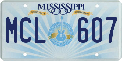 MS license plate MCL607