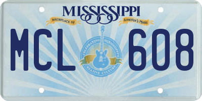 MS license plate MCL608