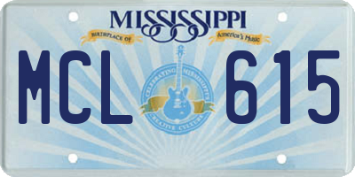 MS license plate MCL615