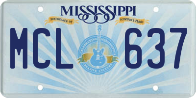 MS license plate MCL637