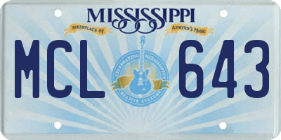 MS license plate MCL643