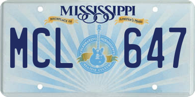 MS license plate MCL647