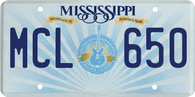 MS license plate MCL650