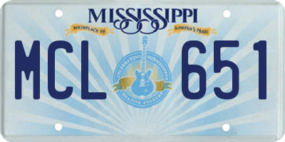 MS license plate MCL651
