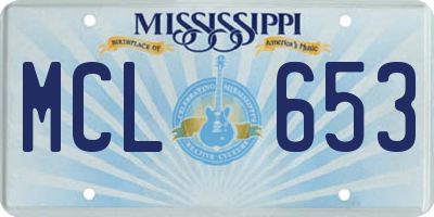 MS license plate MCL653