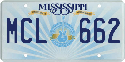 MS license plate MCL662