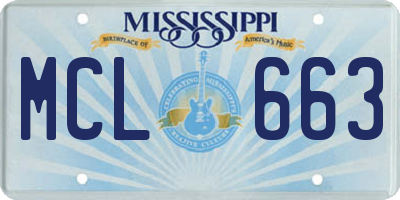 MS license plate MCL663