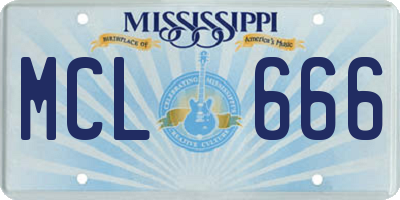 MS license plate MCL666