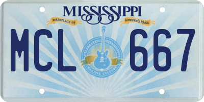 MS license plate MCL667