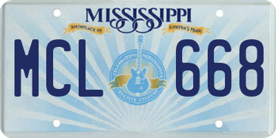 MS license plate MCL668