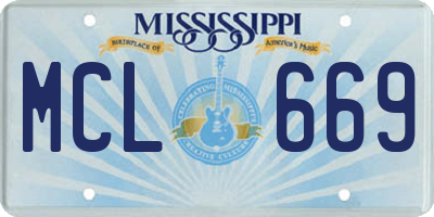 MS license plate MCL669