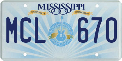 MS license plate MCL670