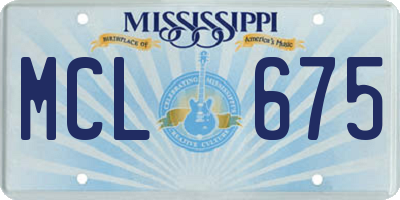 MS license plate MCL675