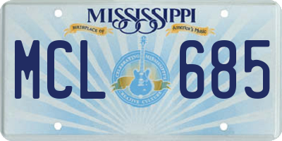 MS license plate MCL685